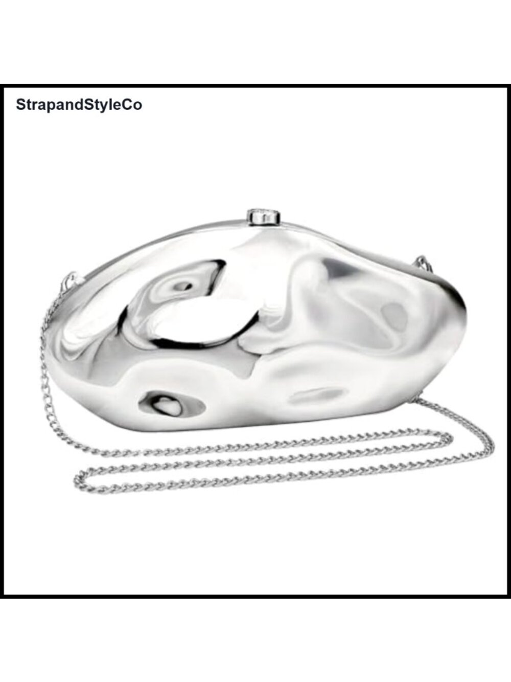 Acrylic Geometric Metallic Clutch Evening Bag with Chain
